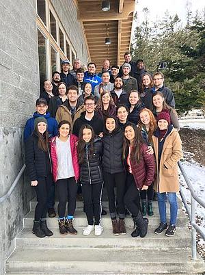 Photo of students on staircase at Rosario Beach